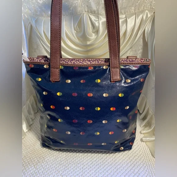 FOSSIL COATED CANVAS & LEATHER BAG - Picture 2 of 12